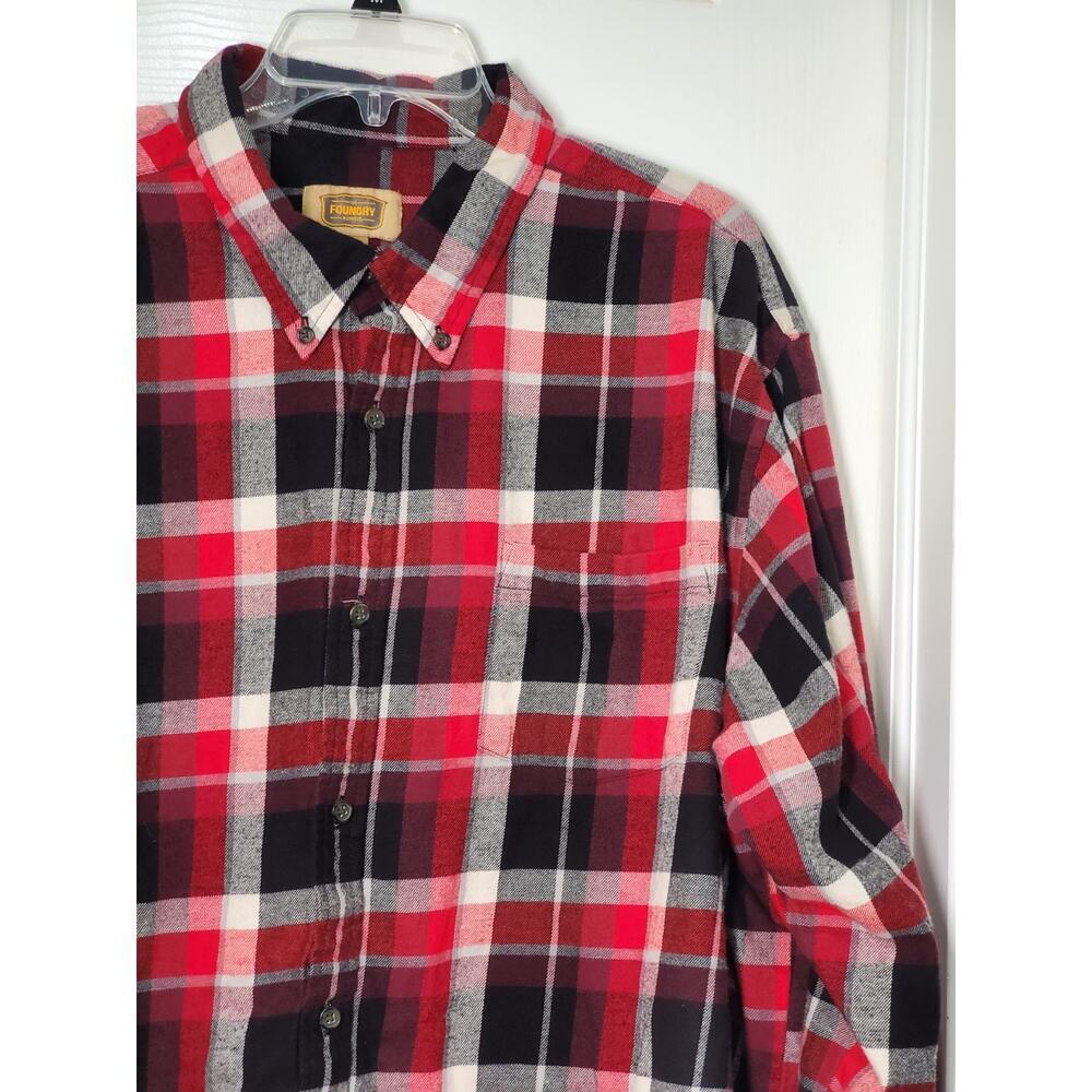 The Foundry Supply Co Flannel Shirt Men’s 2XL Red Black Plaid Long Sleeve - Picture 11 of 12